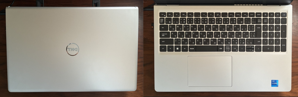 新しく購入したDell 15ノートパソコンの外観とキーボード